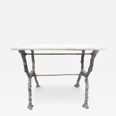 Rare 19th Century French Iron Garden Table With Marble Top By Arras