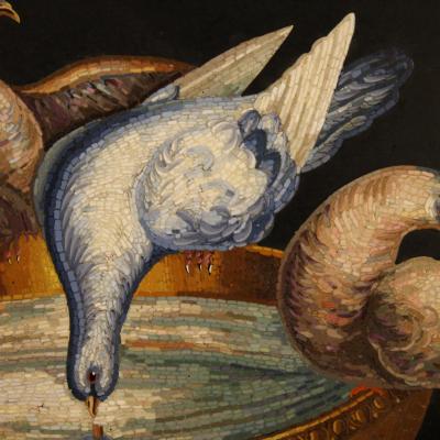 Rare 19th century Italian micromosaic the Capitoline doves