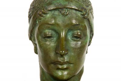 Rare American Bronze Sculpture Bust of Unknown Woman by Malvina Hoffman