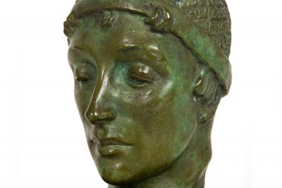 Rare American Bronze Sculpture Bust of Unknown Woman by Malvina Hoffman