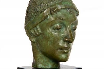 Rare American Bronze Sculpture Bust of Unknown Woman by Malvina Hoffman