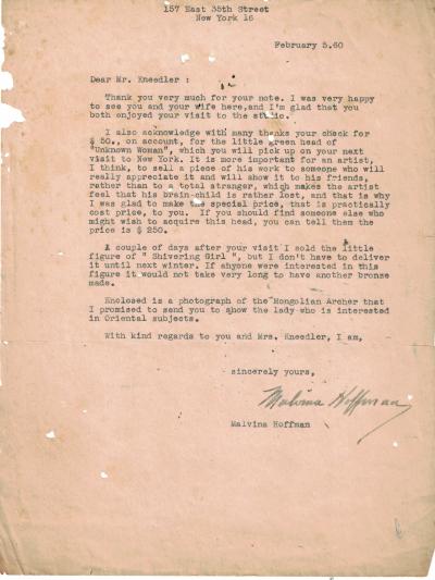 Rare American Bronze Sculpture Bust of Unknown Woman by Malvina Hoffman