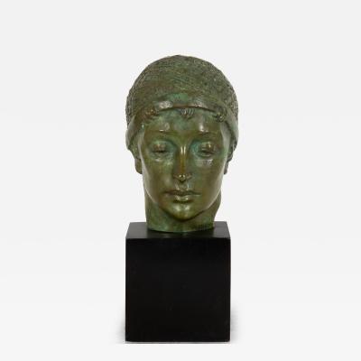 Rare American Bronze Sculpture Bust of Unknown Woman by Malvina Hoffman