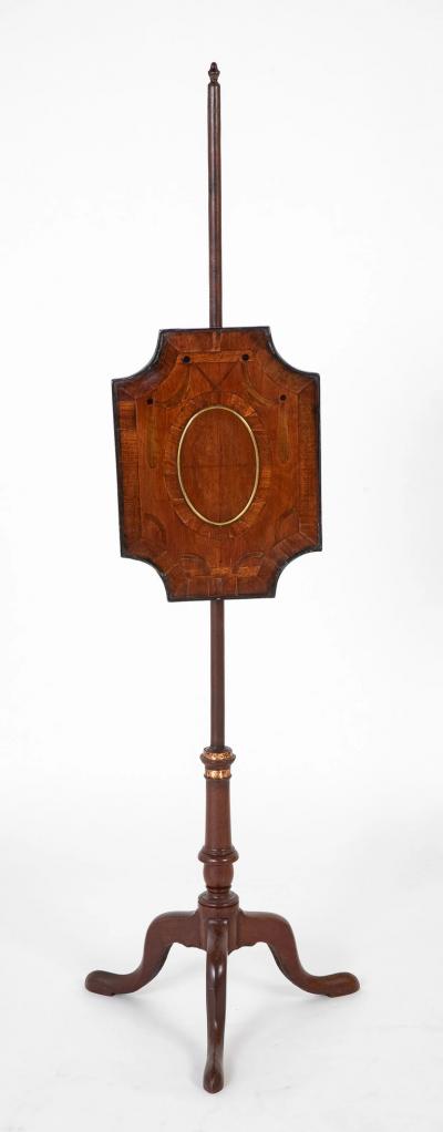Rare American Federal Fire or Pole Screen with Inlaid Drapery