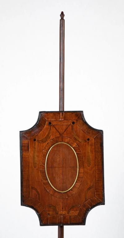 Rare American Federal Fire or Pole Screen with Inlaid Drapery