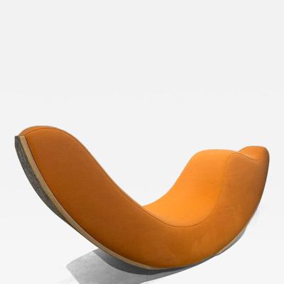 Rare American Modern Cork and Upholstered Rocking Chair Jeanice Skvaril 1960s