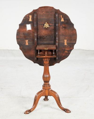 Rare Anglo Chinese Rosewood Tripod Tea Table