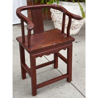 Rare Antique 18th C Chinese Ming Style Horseshoe Child s Chair