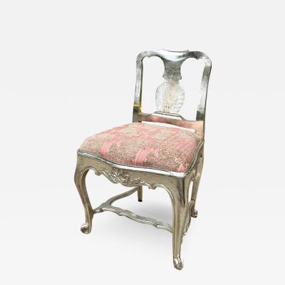 Rare Antique 18th C Queen Anne Silver Giltwood Vanity Chair