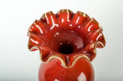 Rare Antique Baccarat Crystal Frame Gold Enameled Vase