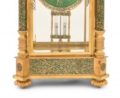 Rare Antique Bigelow Kennard Co Champlev and Brass Crystal Regulator Clock