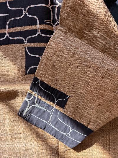 Rare Antique Japanese Ainu Robe Hokkaido Elm Fibers with Appliqu Embroidery