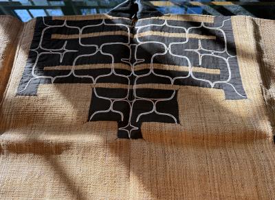 Rare Antique Japanese Ainu Robe Hokkaido Elm Fibers with Appliqu Embroidery