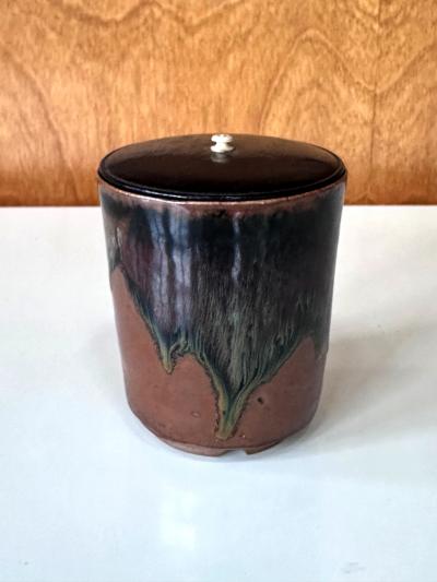 Rare Antique Japanese Ceramic Takatori Ware Hoso Mizusashi