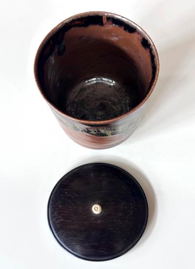 Rare Antique Japanese Ceramic Takatori Ware Hoso Mizusashi