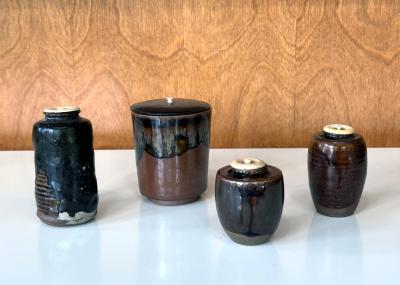 Rare Antique Japanese Ceramic Takatori Ware Hoso Mizusashi
