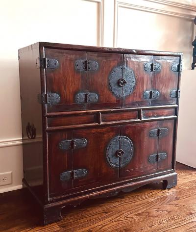 Rare Antique Korean Scholar Two Level Book Chest Joseon Dynasty