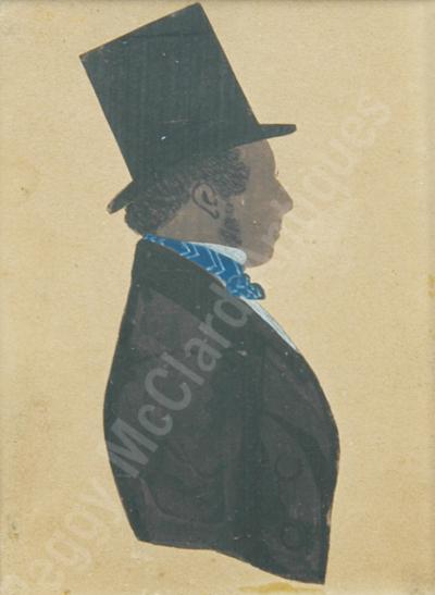 Rare Antique Silhouette with Color by Frith
