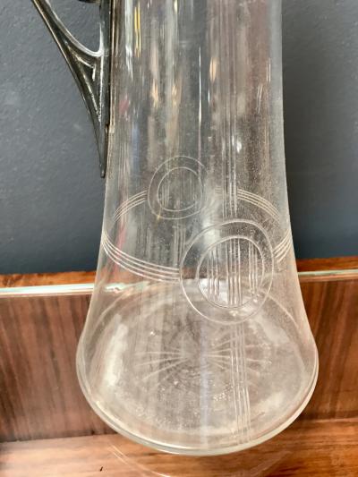 Rare Art Deco Silver Plate and Crystal Set 2 Pitcher Italy 1930s