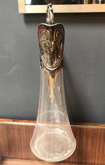 Rare Art Deco Silver Plate and Crystal Set 2 Pitcher Italy 1930s