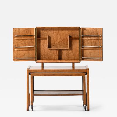 Rare Bar Cabinet in Birch and Glass 1930