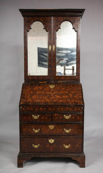 Rare British Colonial Macassar Ebony Bureau Bookcase c 1720
