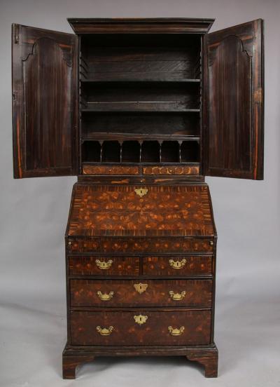 Rare British Colonial Macassar Ebony Bureau Bookcase c 1720