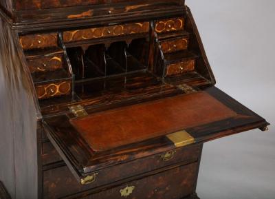 Rare British Colonial Macassar Ebony Bureau Bookcase c 1720