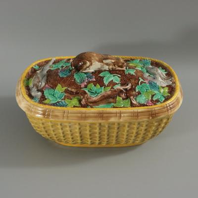 Rare Brown Westhead Moore Majolica Game Pie Dish