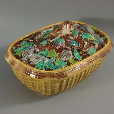 Rare Brown Westhead Moore Majolica Game Pie Dish