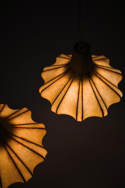 Rare Ceiling Lamp in Plastic and Teak 1950s