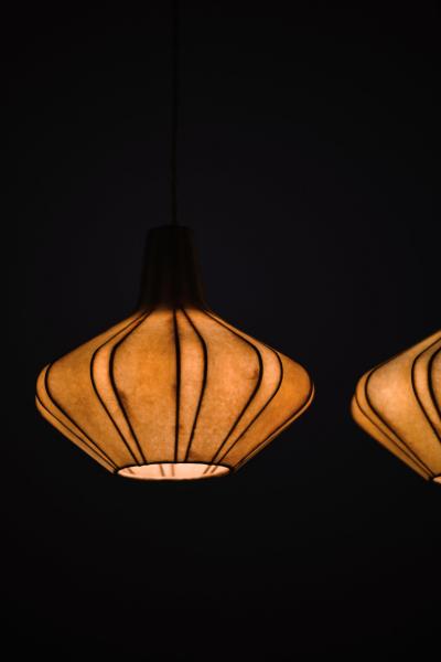 Rare Ceiling Lamp in Plastic and Teak 1950s