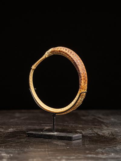 Rare Ceremonial Hippocamp Bracelet mounted on a custom metal stand Oceania