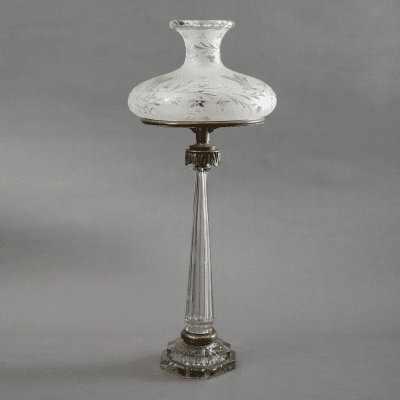 Rare Chrystal and Bronze Isis Sinumbra Argand Lamp