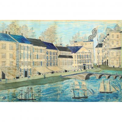 Rare City Scape of New York American Hotel and City Hotel