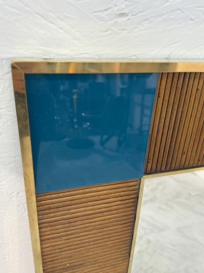 Rare Decorative Italian Wall Mirror in wood and glass 1980s Two available 