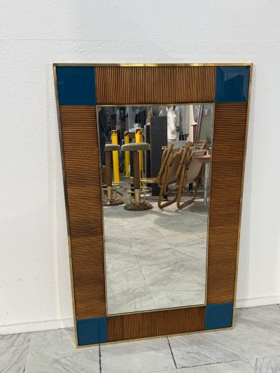 Rare Decorative Italian Wall Mirror in wood and glass 1980s Two available 
