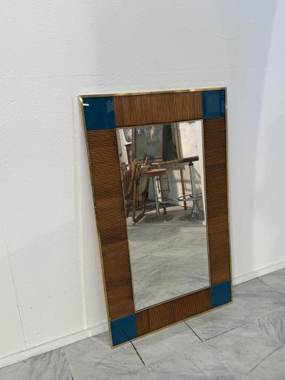 Rare Decorative Italian Wall Mirror in wood and glass 1980s Two available 