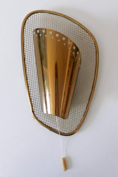 Rare Decorative Mid Century Modern Brass Sconce or Wall Lamp Germany 1950s