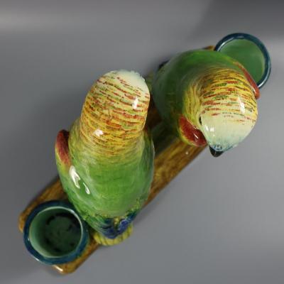 Rare Delphin Massier Parrots Figural Vase