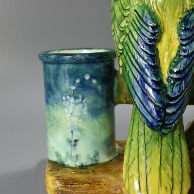 Rare Delphin Massier Parrots Figural Vase