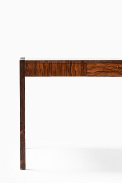 Rare Desk or Library Table in Brass and Rosewood 1950s