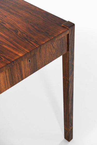 Rare Desk or Library Table in Brass and Rosewood 1950s