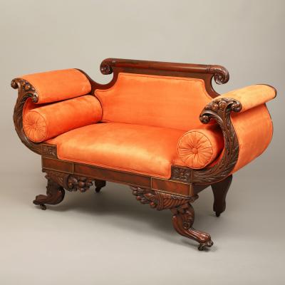 Rare Diminutive Classical Carved Settee