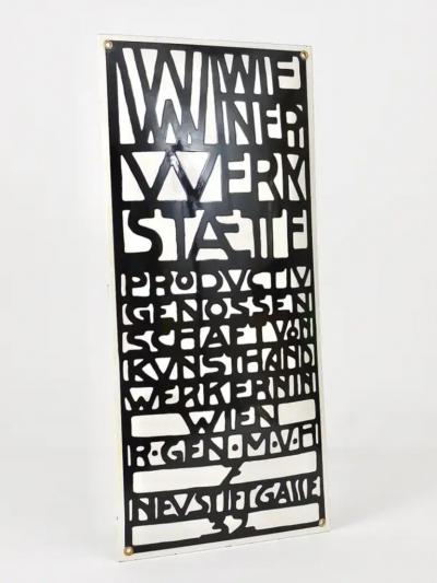 Rare Domed Wiener Werkstaette Vienna Art Nouveau Enameled Advertising Sign