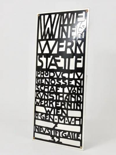 Rare Domed Wiener Werkstaette Vienna Art Nouveau Enameled Advertising Sign