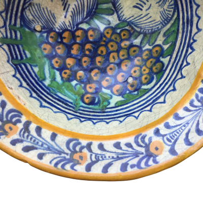Rare Dutch Maiolica bowl with pomegranates and grapes early 17th century