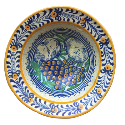 Rare Dutch Maiolica bowl with pomegranates and grapes early 17th century