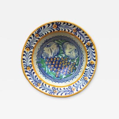 Rare Dutch Maiolica bowl with pomegranates and grapes early 17th century