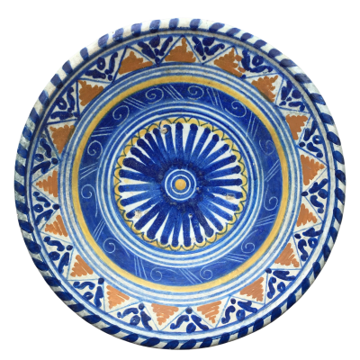 Rare Dutch Maiolica plate with stylized flower early 17th centruy